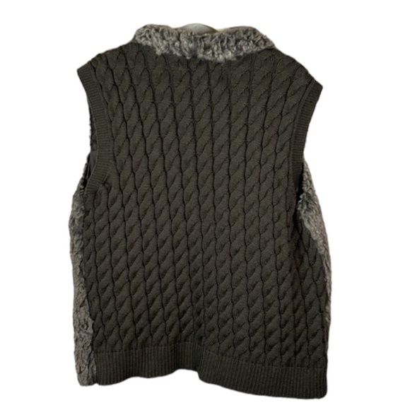 Sebby Faux Fur And Cable Knit Cardigan Vest Size L - Picture 2 of 5